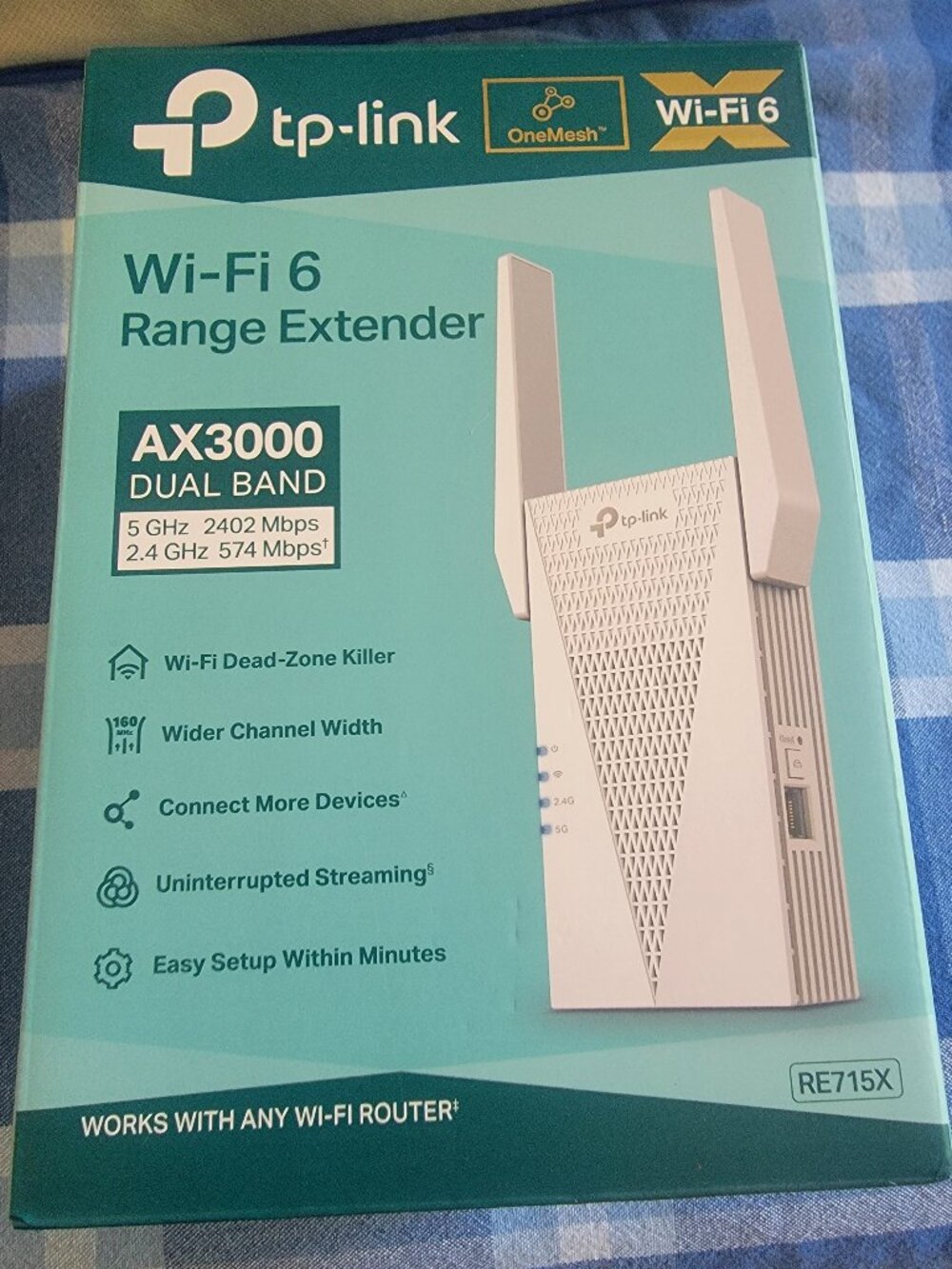 TP-Link RE715X AX3000 Wi-Fi 6 Range Extender Dual Band OneMesh Gigabit Ethernet